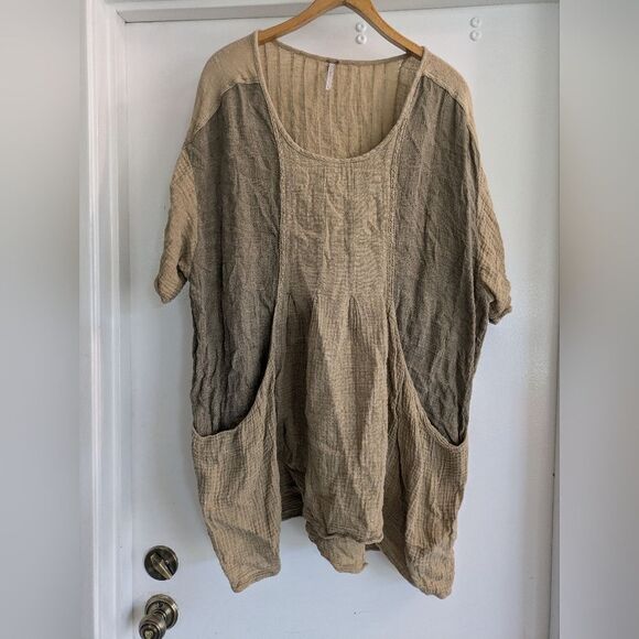 Free people oversized flowy colorblock shirt - Picture 1 of 7